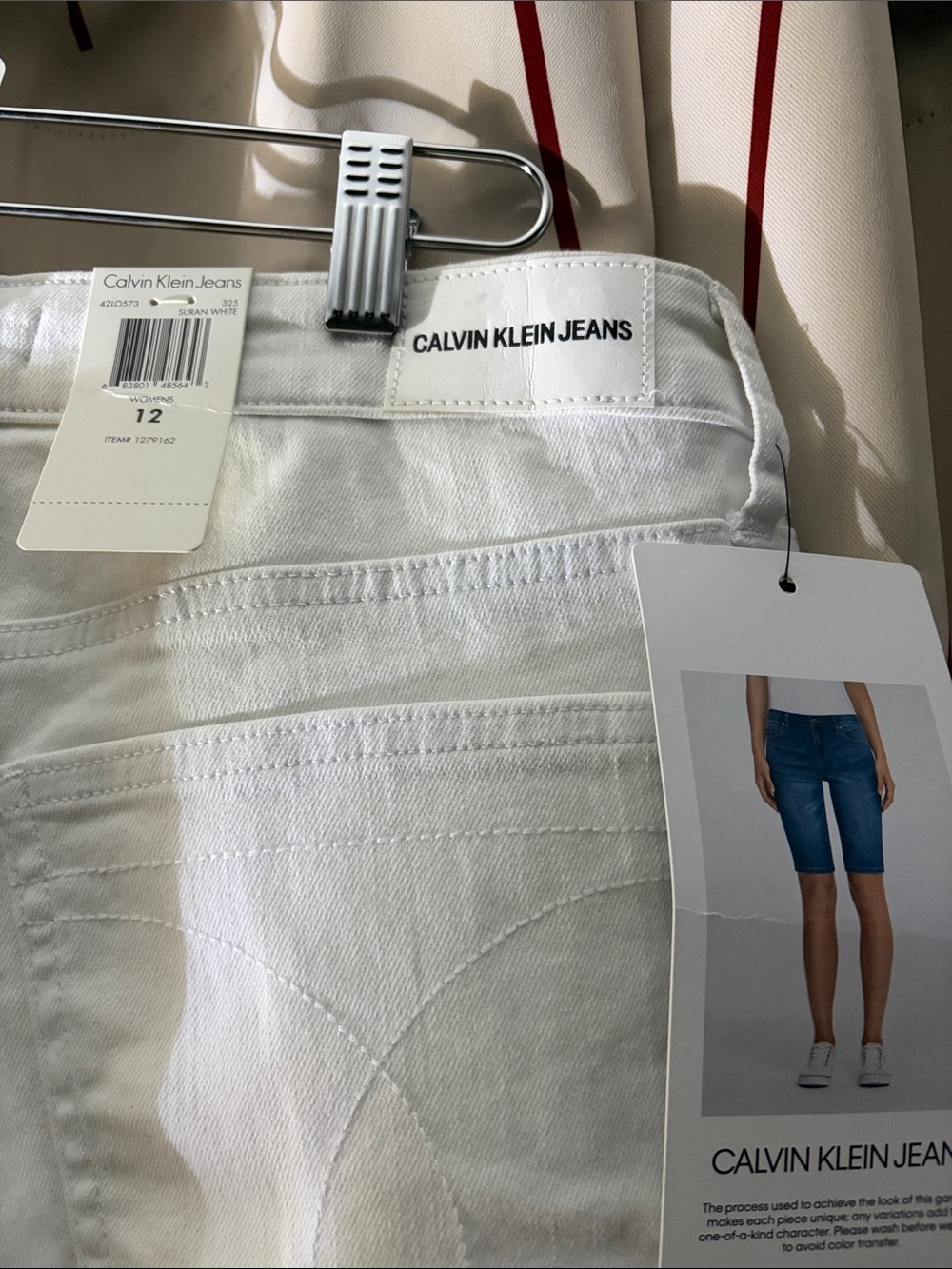 Calvin Klein White Rolled-Hem Women's Denim Shorts - Picture 4 of 4